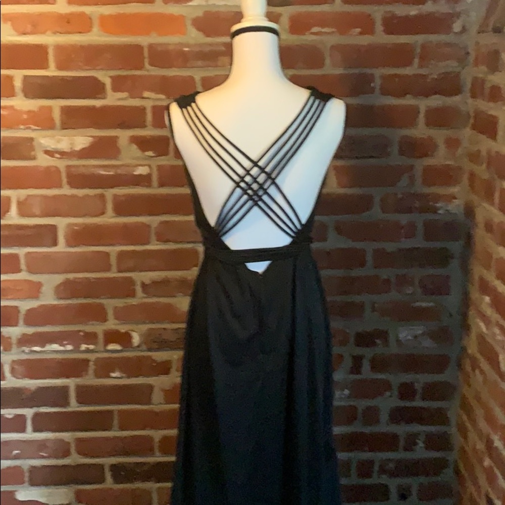 Black strappy back dress